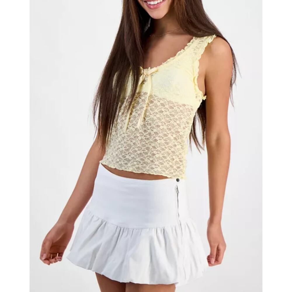 Madden Girl Juniors' Sleeveless Lace Tank Top Yellow Size M